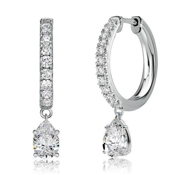 Pear Drop Hoop Earrings for Women - 925 Sterling Silver, Available in Multiple Finishes