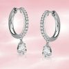 Pear Drop Hoop Earrings for Women - 925 Sterling Silver, Available in Multiple Finishes
