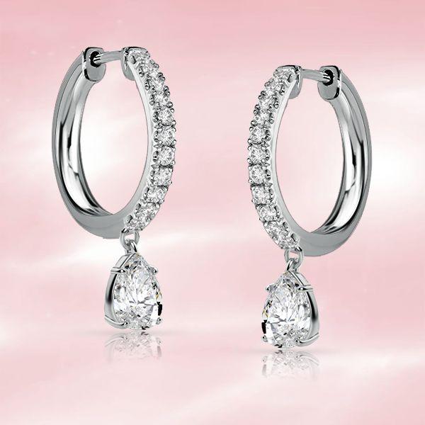 Pear Drop Hoop Earrings for Women - 925 Sterling Silver, Available in Multiple Finishes