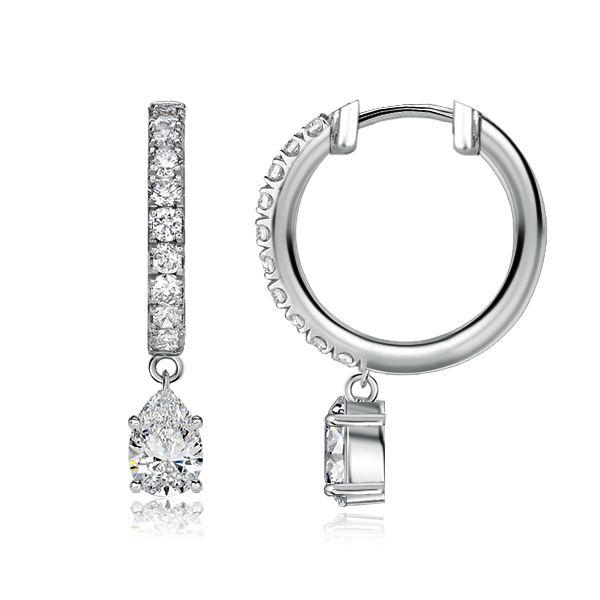 Pear Drop Hoop Earrings for Women - 925 Sterling Silver, Available in Multiple Finishes