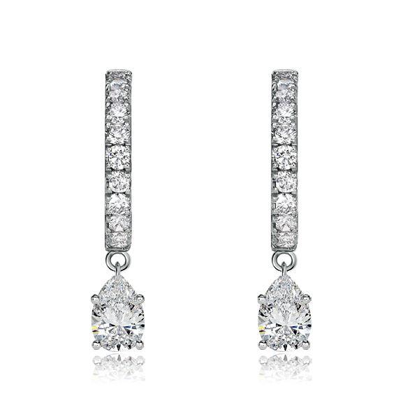Pear Drop Hoop Earrings for Women - 925 Sterling Silver, Available in Multiple Finishes