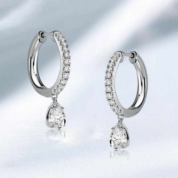 Pear Drop Hoop Earrings for Women - 925 Sterling Silver, Available in Multiple Finishes