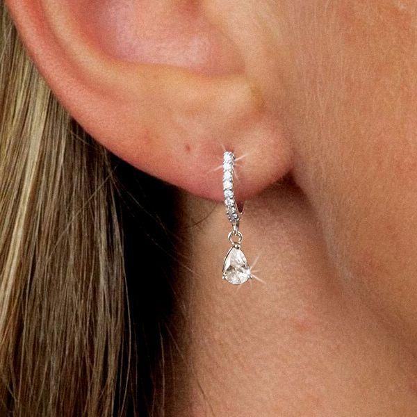 Pear Drop Hoop Earrings for Women - 925 Sterling Silver, Available in Multiple Finishes