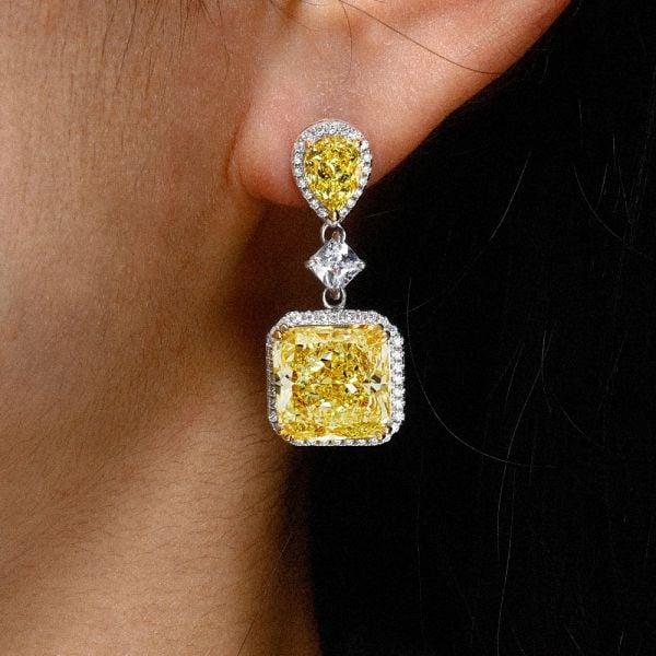 Sterling Silver Drop Earrings with Rhodium Finish | 9.52 CT. TW.