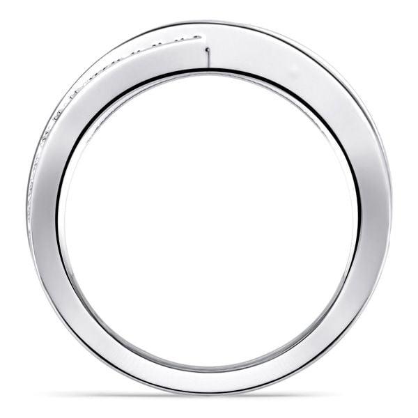 Channel Set Baguette and Round Cut Criss-Cross Diamond Wedding Band in Sterling Silver