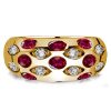 Oval Ruby Dome Ring - 18K Gold Plated Vintage Band Ring