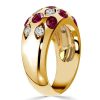 Oval Ruby Dome Ring - 18K Gold Plated Vintage Band Ring