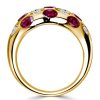 Oval Ruby Dome Ring - 18K Gold Plated Vintage Band Ring