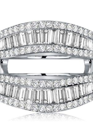 Baguette Enhancer Wedding Band - Sterling Silver Ring Guard - 2.90 CT. TW.