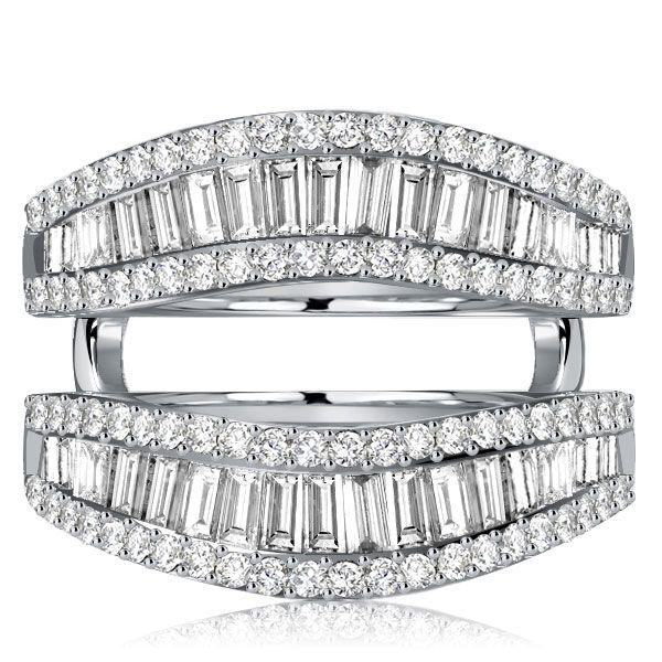 Baguette Enhancer Wedding Band - Sterling Silver Ring Guard - 2.90 CT. TW.