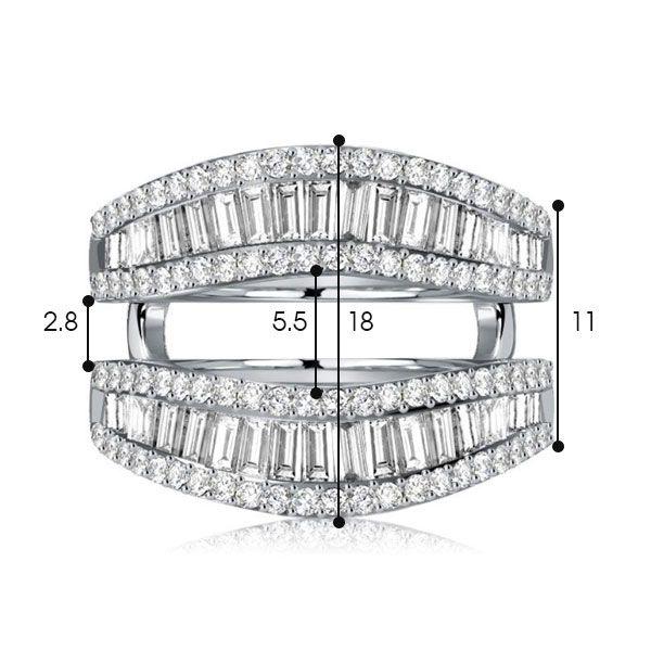 Baguette Enhancer Wedding Band - Sterling Silver Ring Guard - 2.90 CT. TW.