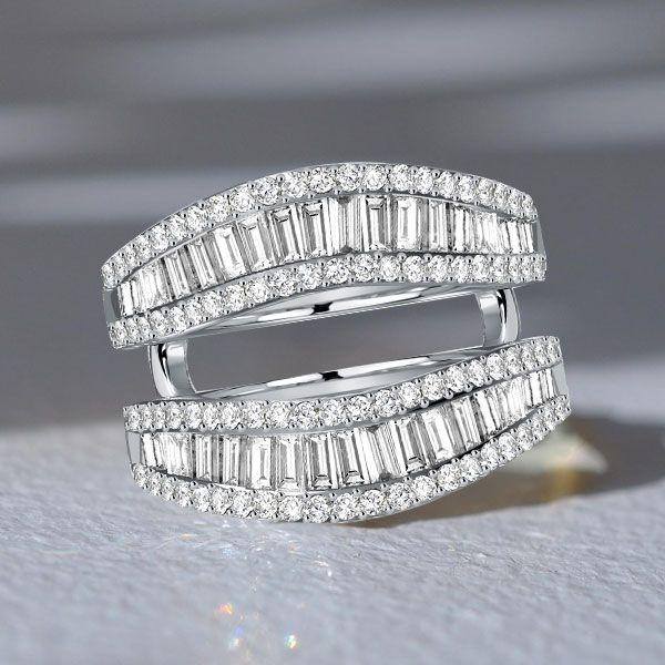 Baguette Enhancer Wedding Band - Sterling Silver Ring Guard - 2.90 CT. TW.