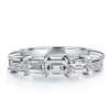 Emerald & Created White Sapphire Half Eternity Wedding Band - Sterling Silver