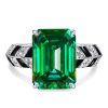 Emerald Green Sterling Silver Engagement Ring for Women - Unique Design