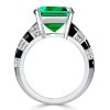 Emerald Green Sterling Silver Engagement Ring for Women - Unique Design