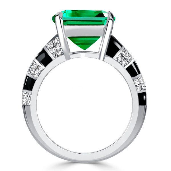 Emerald Green Sterling Silver Engagement Ring for Women - Unique Design