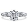 Cushion Cut Sterling Silver Engagement Ring - 2 CT Center Stone