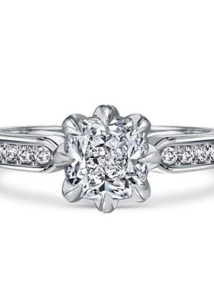 Cushion Cut Sterling Silver Engagement Ring - 2 CT Center Stone