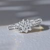 Cushion Cut Sterling Silver Engagement Ring - 2 CT Center Stone
