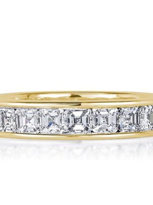 Asscher Cut Eternity Band - 18K Gold Plated Sterling Silver Wedding Ring