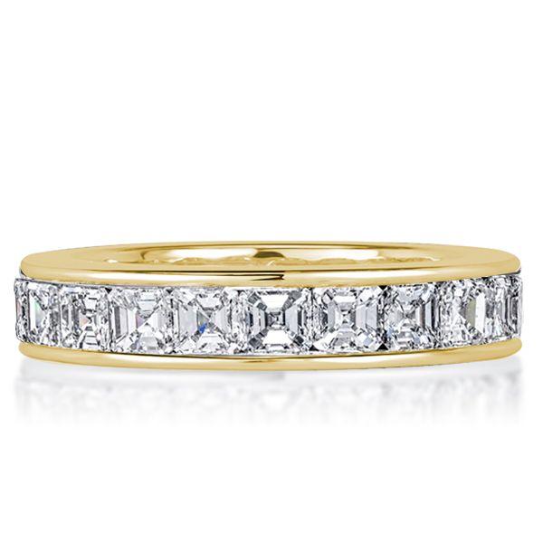 Asscher Cut Eternity Band - 18K Gold Plated Sterling Silver Wedding Ring