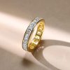 Asscher Cut Eternity Band - 18K Gold Plated Sterling Silver Wedding Ring