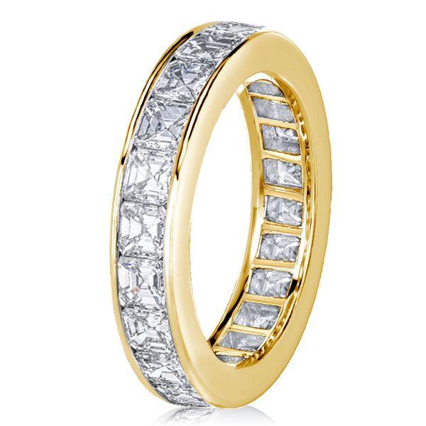 Asscher Cut Eternity Band - 18K Gold Plated Sterling Silver Wedding Ring