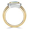 Aquamarine & Two-Tone Sterling Silver Halo Ring - Cushion Cut