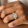 Aquamarine & Two-Tone Sterling Silver Halo Ring - Cushion Cut