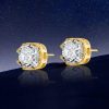 18K Gold Plated Sterling Silver Cushion Cut Stud Earrings 2.50 CT. TW.