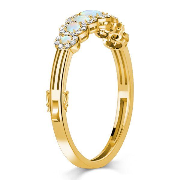 Opal Bangle Bracelet - Halo Opal Silver Bangle - Antique Style