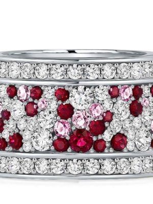 Multi-Row Ruby Band Eternity Wedding Ring for Women in Sterling Silver