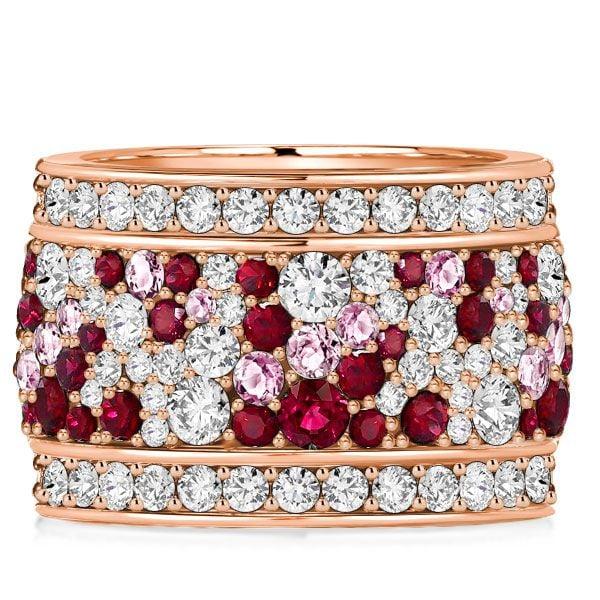 Multi-Row Ruby Band Eternity Wedding Ring for Women in Sterling Silver