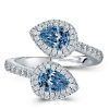 Halo Pear Cut Twin Stone Sterling Silver Engagement Ring