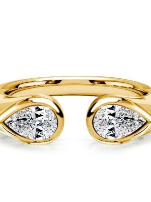 Droplet Pear Cut Open Ring - 925 Sterling Silver Wedding Band