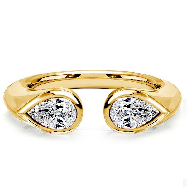 Droplet Pear Cut Open Ring - 925 Sterling Silver Wedding Band