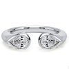 Droplet Pear Cut Open Ring - 925 Sterling Silver Wedding Band