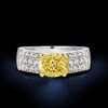 Oval Cut Yellow Sapphire Two-Tone Engagement Ring - Sterling Silver