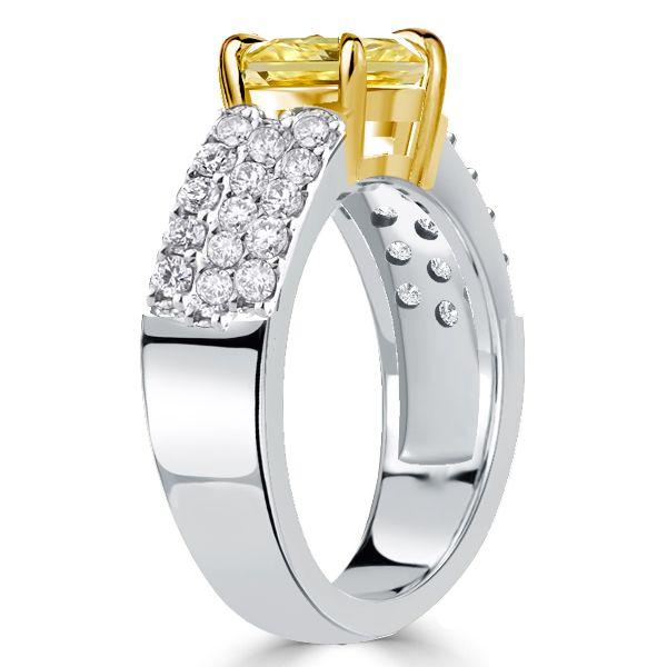 Oval Cut Yellow Sapphire Two-Tone Engagement Ring - Sterling Silver