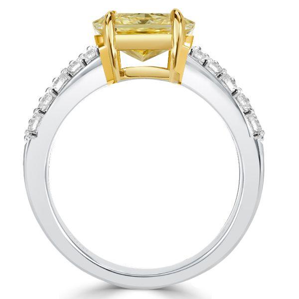 Oval Cut Yellow Sapphire Two-Tone Engagement Ring - Sterling Silver