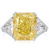 Radiant Cut Yellow Topaz Three Stone Engagement Ring in Sterling Silver