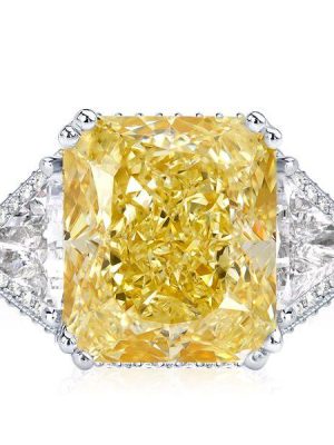 Radiant Cut Yellow Topaz Three Stone Engagement Ring in Sterling Silver