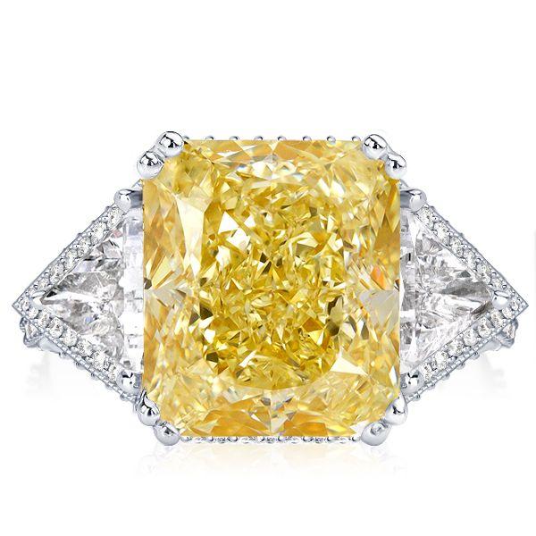 Radiant Cut Yellow Topaz Three Stone Engagement Ring in Sterling Silver
