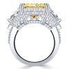 Radiant Cut Yellow Topaz Three Stone Engagement Ring in Sterling Silver