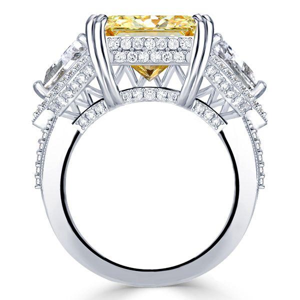 Radiant Cut Yellow Topaz Three Stone Engagement Ring in Sterling Silver