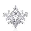Antique Style Round Brooch - Sterling Silver - 2.66 CTW Stones