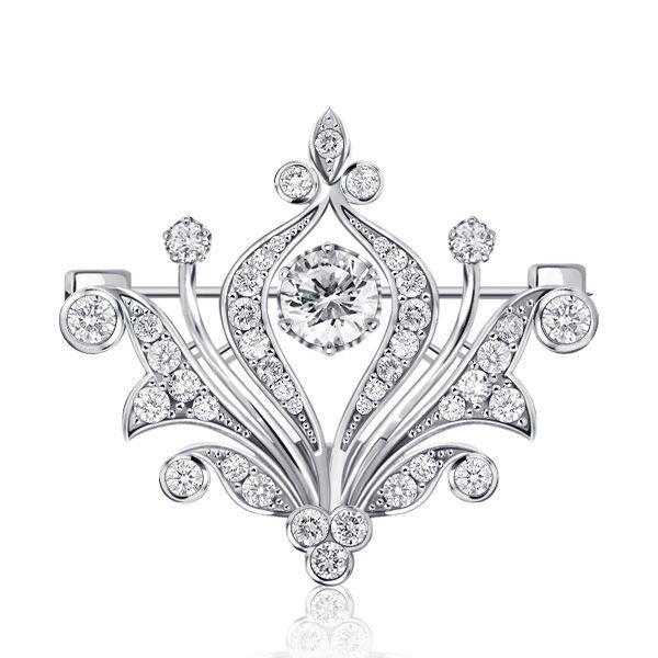 Antique Style Round Brooch - Sterling Silver - 2.66 CTW Stones