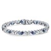 Pear Cut Blue Sapphire Tennis Bracelet - 925 Sterling Silver Wedding Jewelry