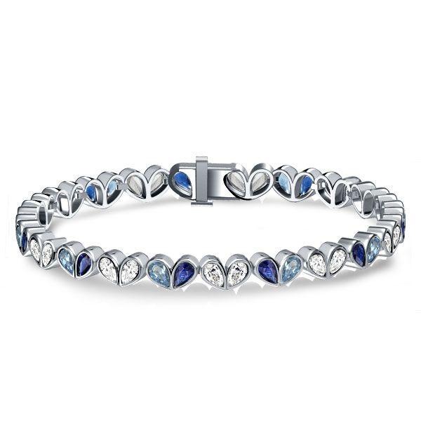 Pear Cut Blue Sapphire Tennis Bracelet - 925 Sterling Silver Wedding Jewelry
