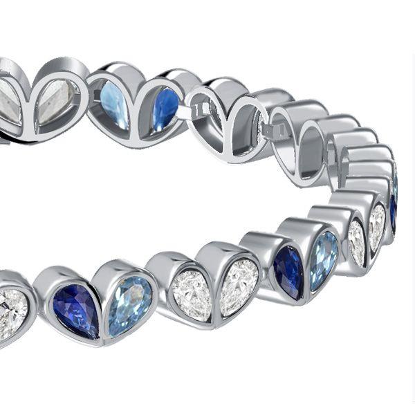 Pear Cut Blue Sapphire Tennis Bracelet - 925 Sterling Silver Wedding Jewelry